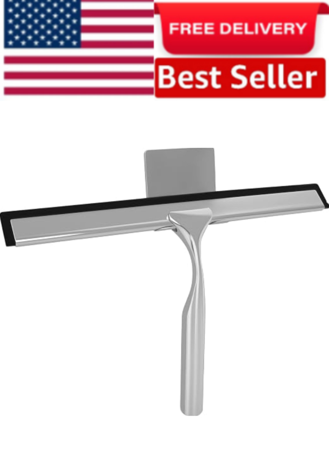 10″ Shower Squeegee Stainless Steel Glass Door Cleaner Window Mirror Tile Wiper
