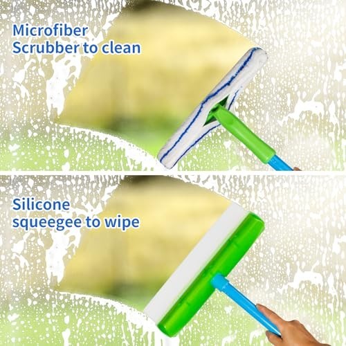 Flexible Silicone Squeegee T-Bar Water Blade with Long Handle for Car & Home Gla