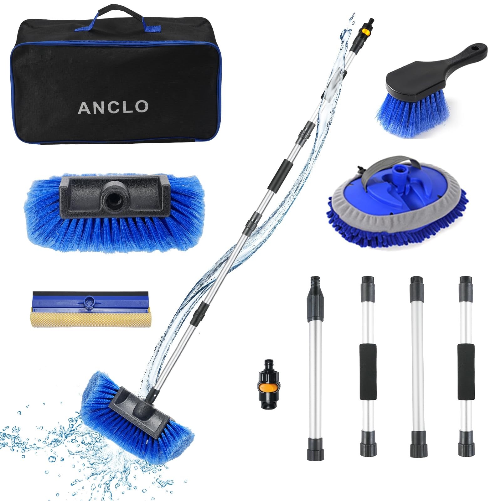 64 Inch Anti Scratch Soft Car RV Wash Brush With Long Handle Hose Attachment