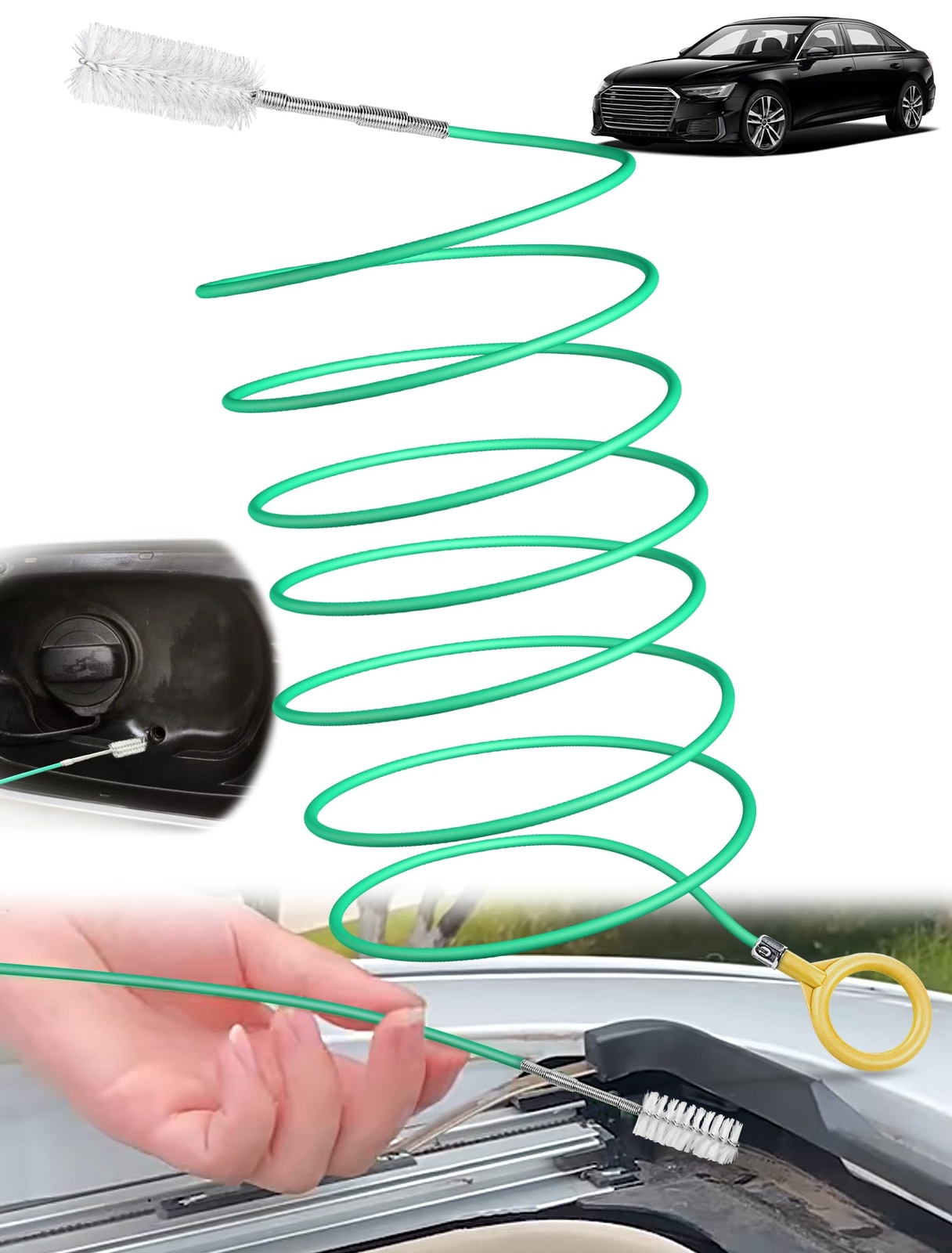 Upgraded Auto Sunroof Cleaning Tool, Long 120 Inch Flexible Drain Brush for Car