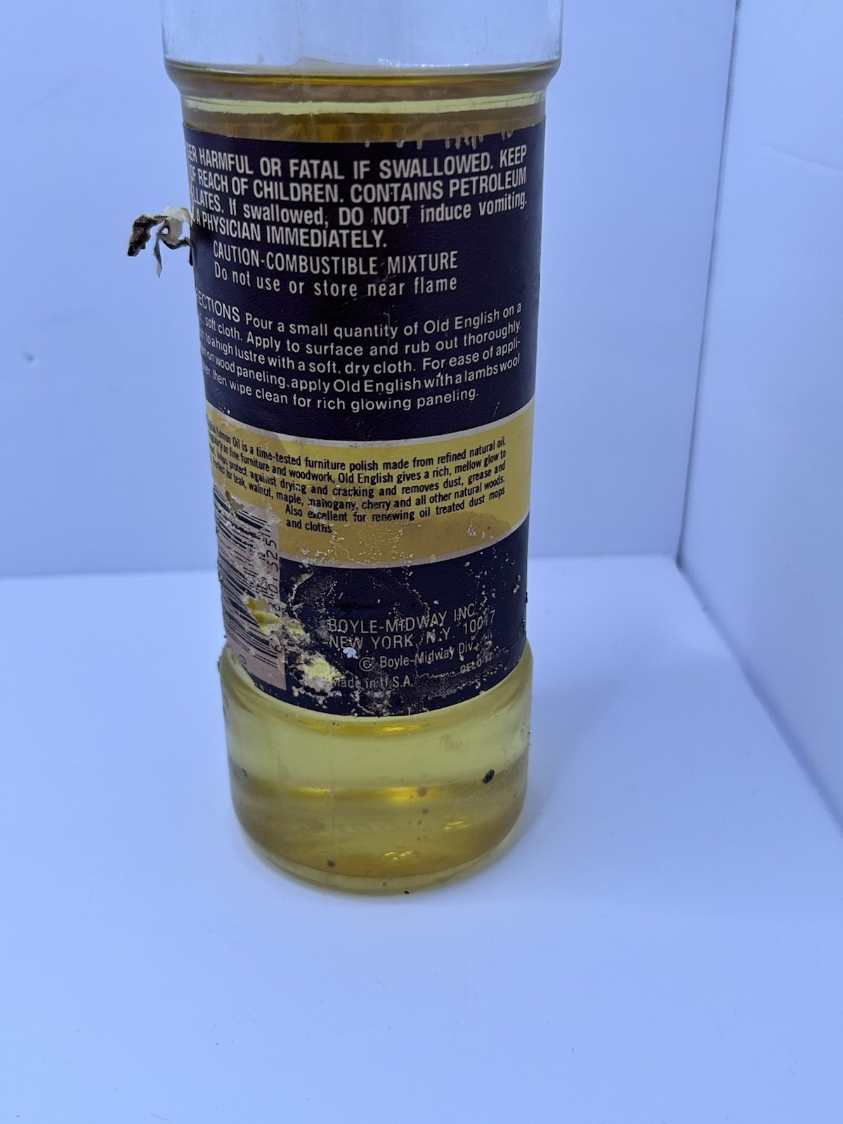 Vintage Genuine Old English Lemon Oil Furniture Polish 16 fl oz ~ Almost Full-