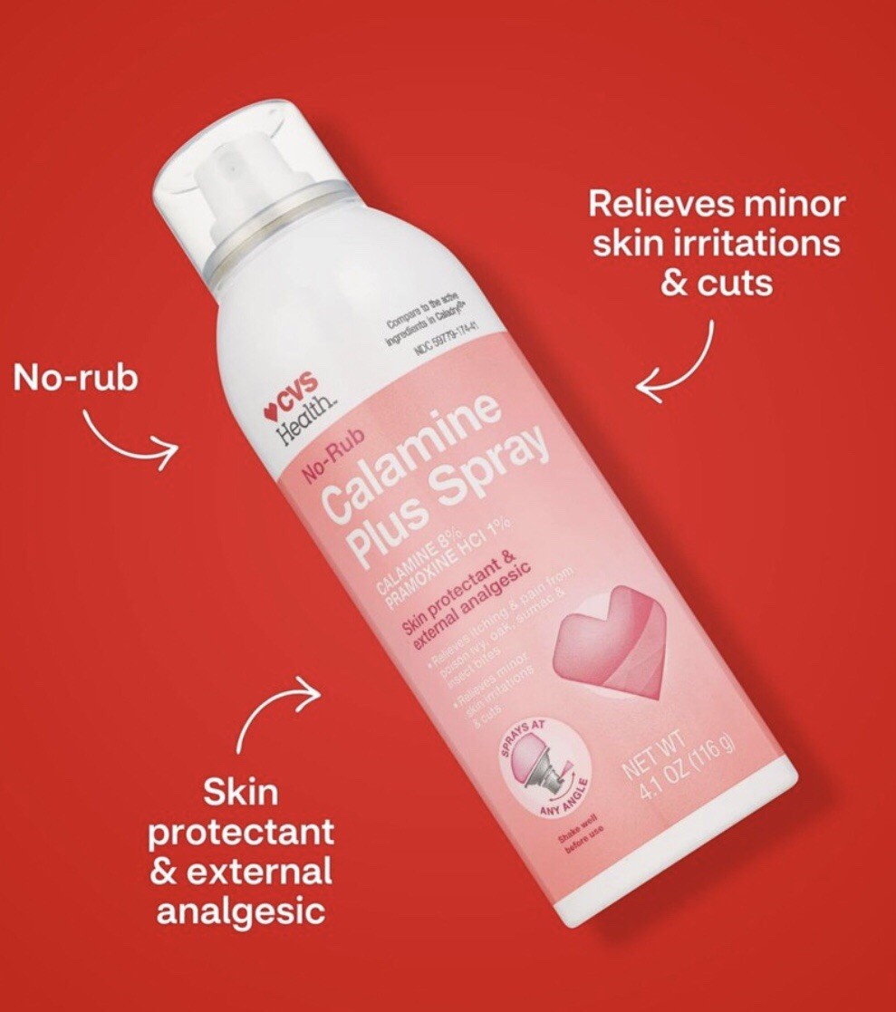 CVS Health No-Rub Calamine Plus Spray 4.1 oz, Relieves Itching New MF