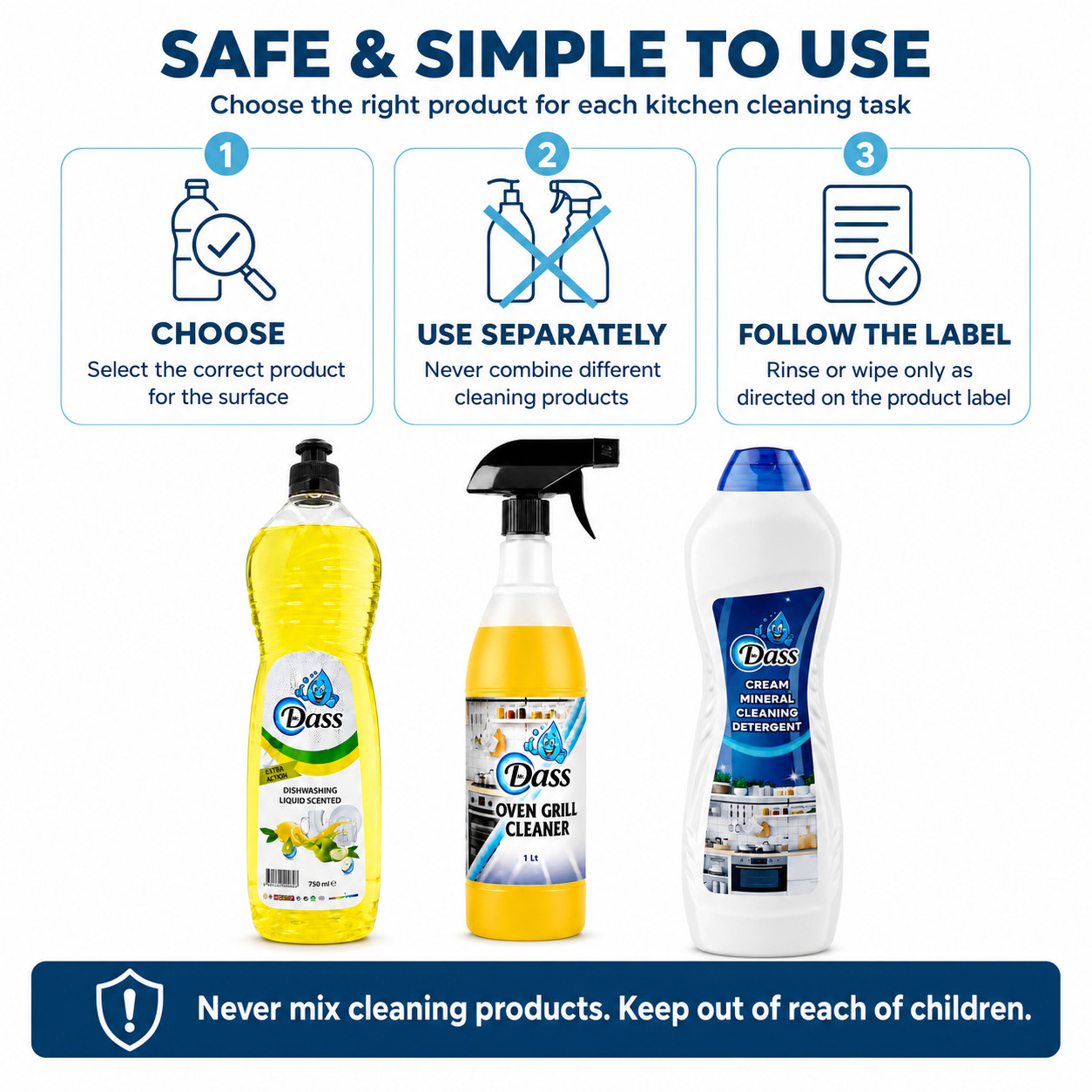 Mr Dass Kitchen Cleaning Bundle Dishwashing Oven Grill & Cream Cleaner 3pc