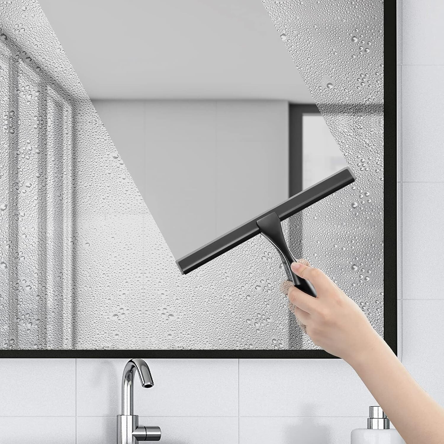 10-Inch All-Purpose Shower Squeegee, Modern Stainless Steel – Streak-Free Shine