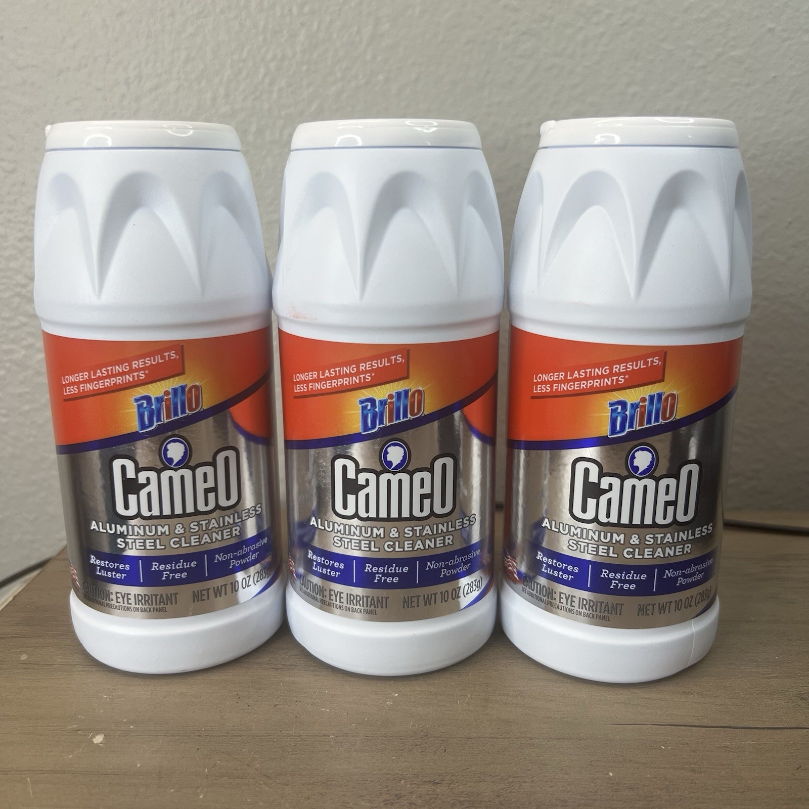 Brillo Cameo Non-Abrasive Aluminum Stainless Cleaner Less Fingerprints Lot of 3