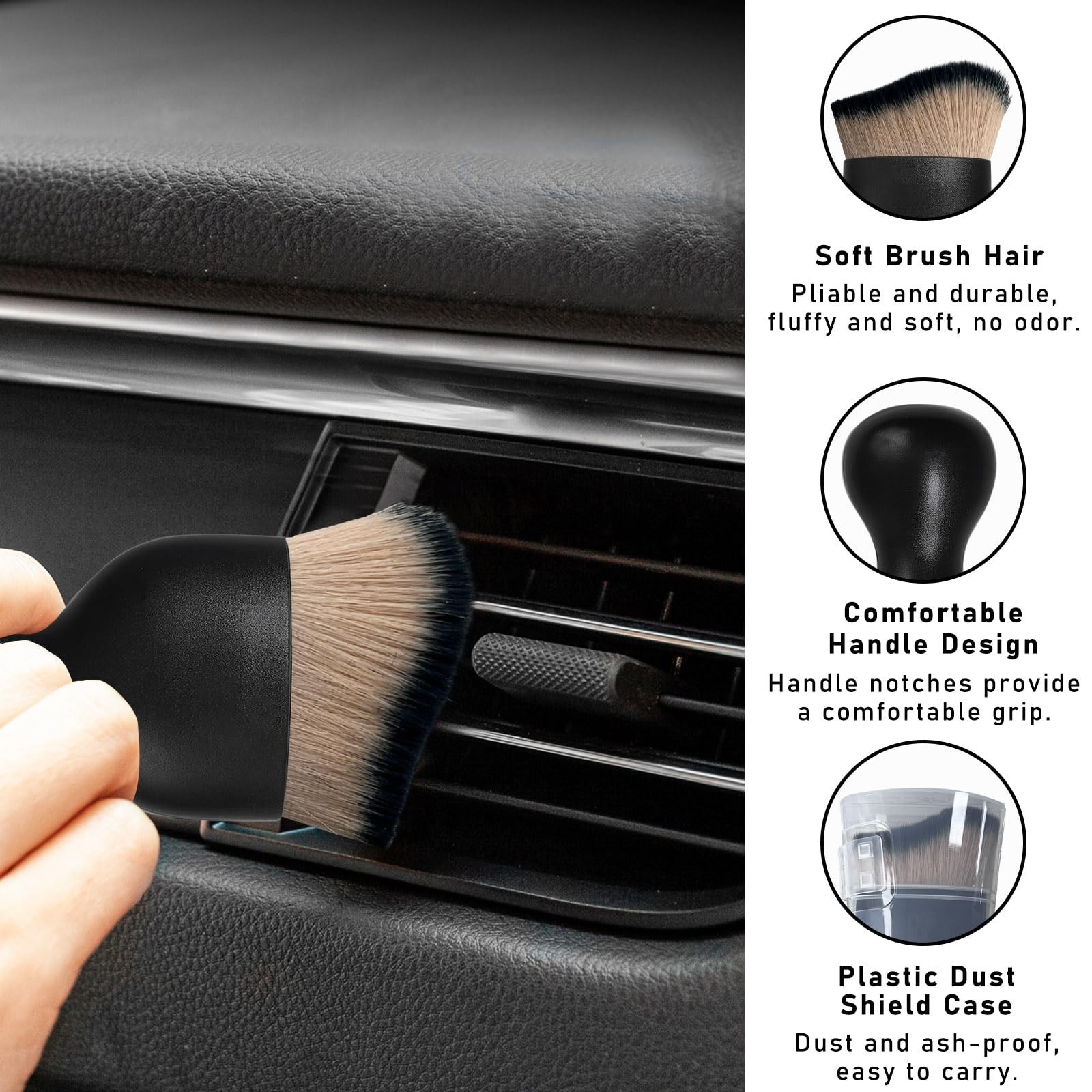 Car Interior Dust Brush 2PCS High Density Bristles Compact 1.77×3.86 – Clean
