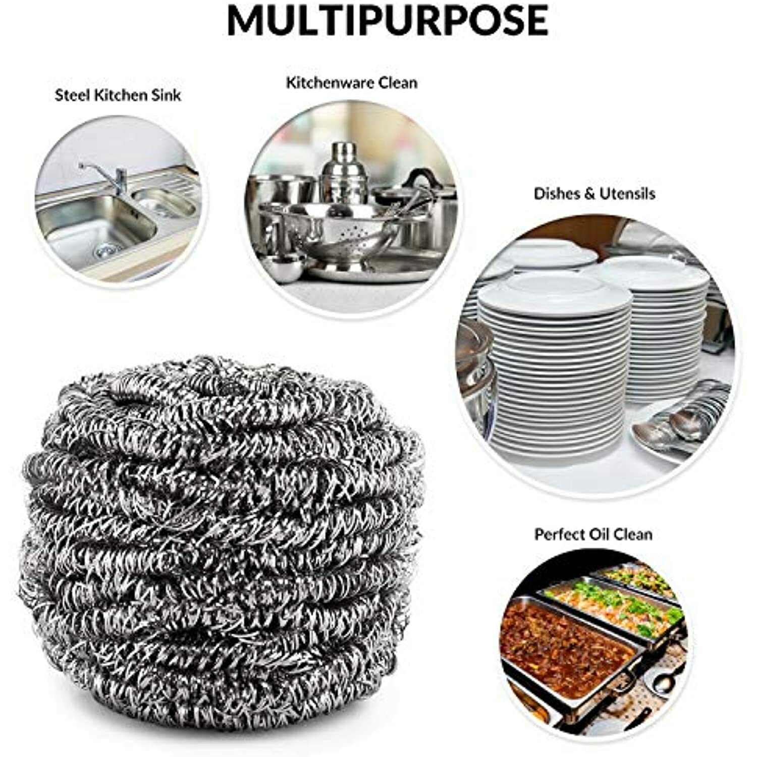 12 Pack Stainless Steel Scourers by Scrub It – Steel Wool Scrubber Pad Used for