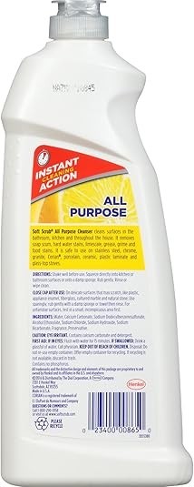 Soft Scrub All Purpose Surface Cleanser, Lemon, 24 Fluid Ounces