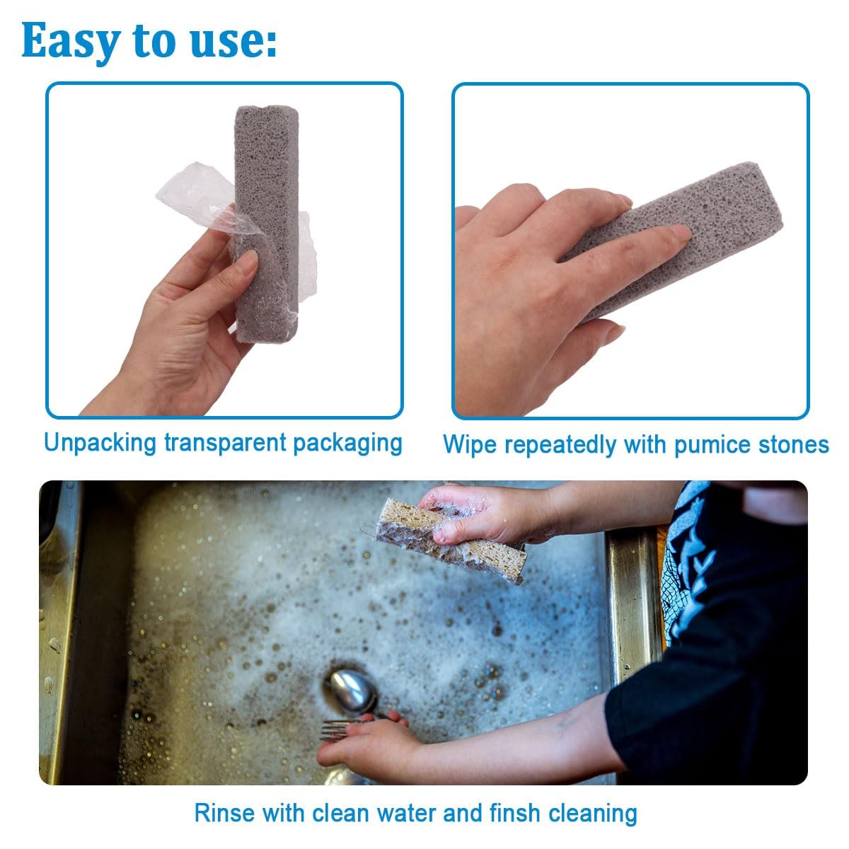 30PCS Pumice Stones for Cleaning,Grey Pumice Scouring Pad,Cleans Hard Water R…
