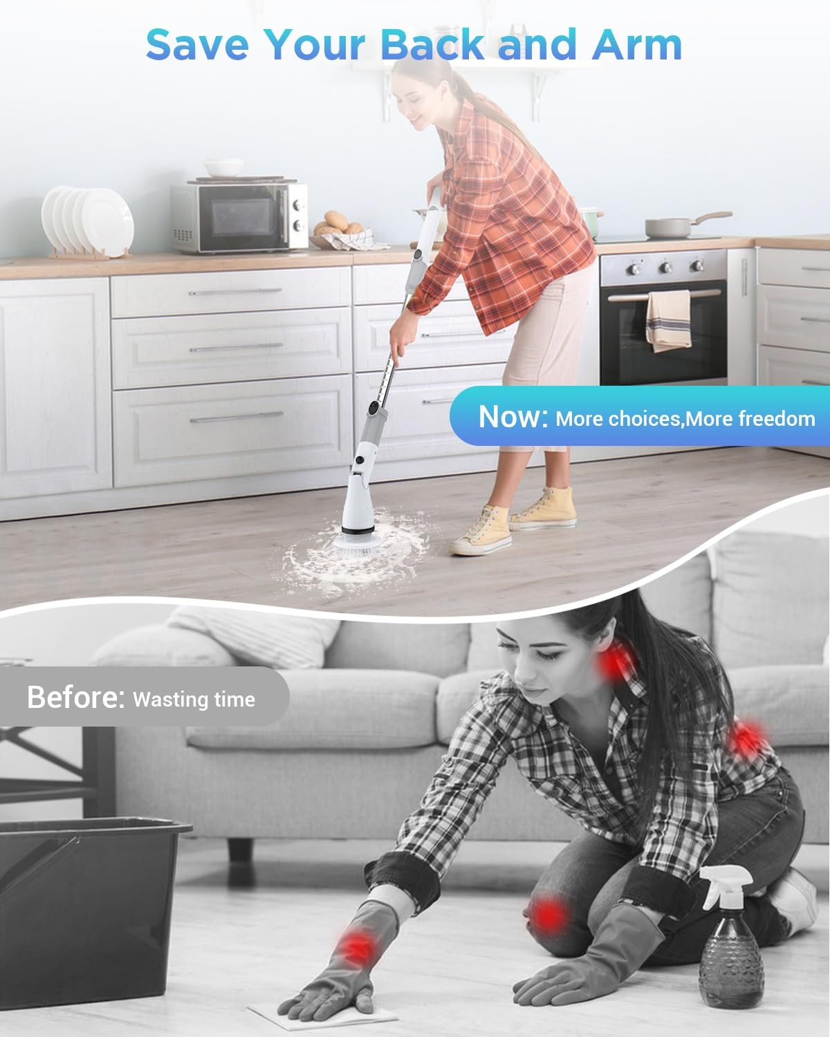 Spin Scrubber, Cordless Power Brush Floor Scrubber with Adjustable Extension …