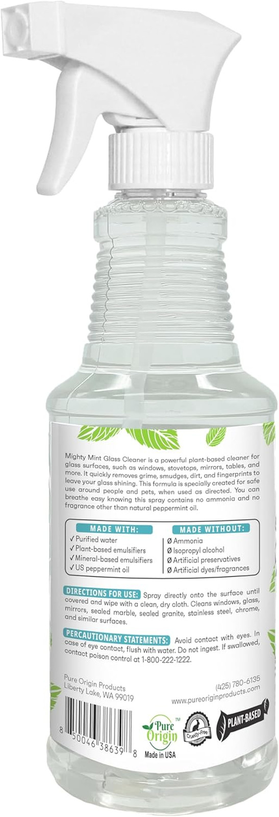 Glass Cleaner, Ammonia-Free, Streak-Free Spray for Windows, Screens, Stovetop, B