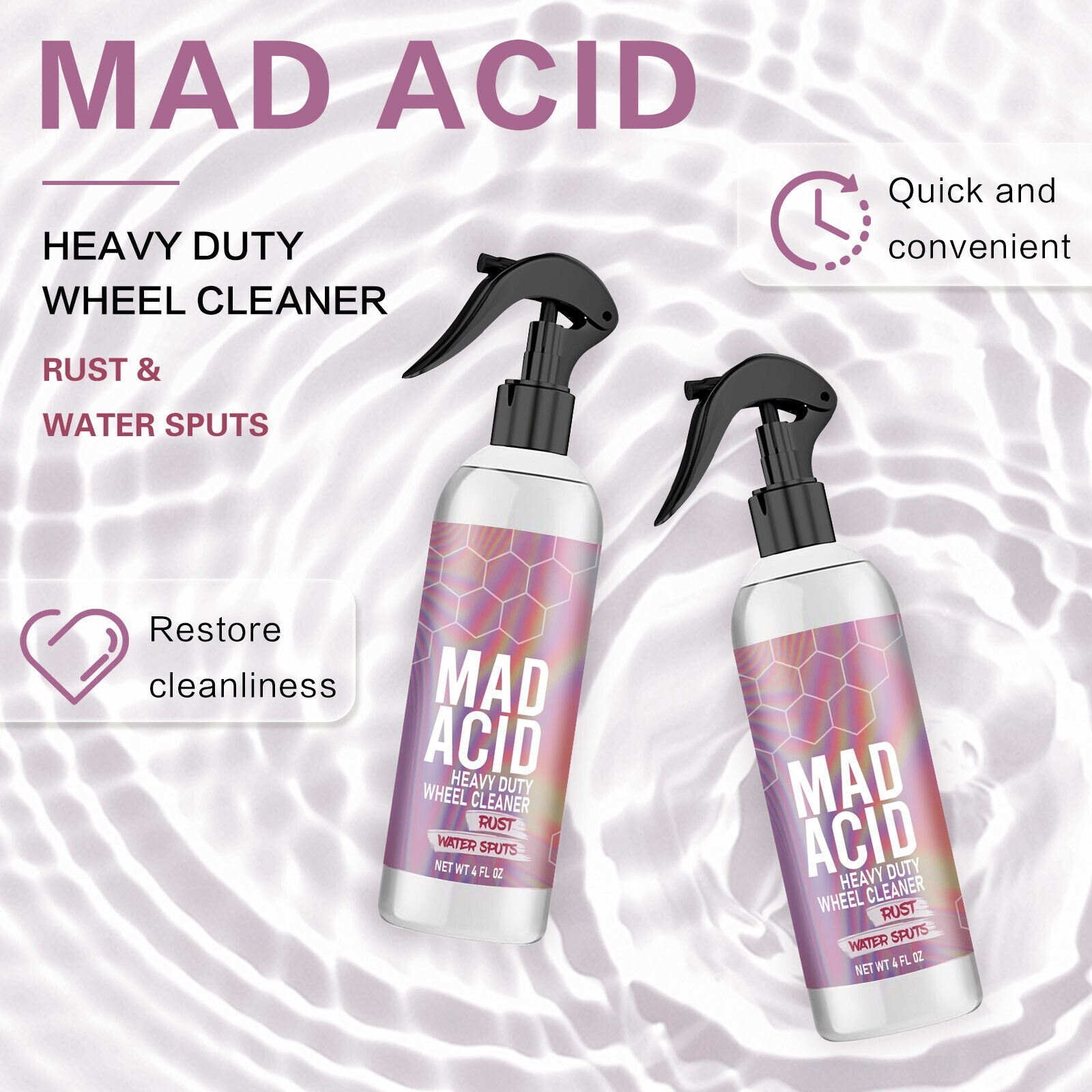 1-3x Mad Acid – Car Glass Cleaner&Heavy-Duty Wheel Cleaner Waterproof NEW 4oz US