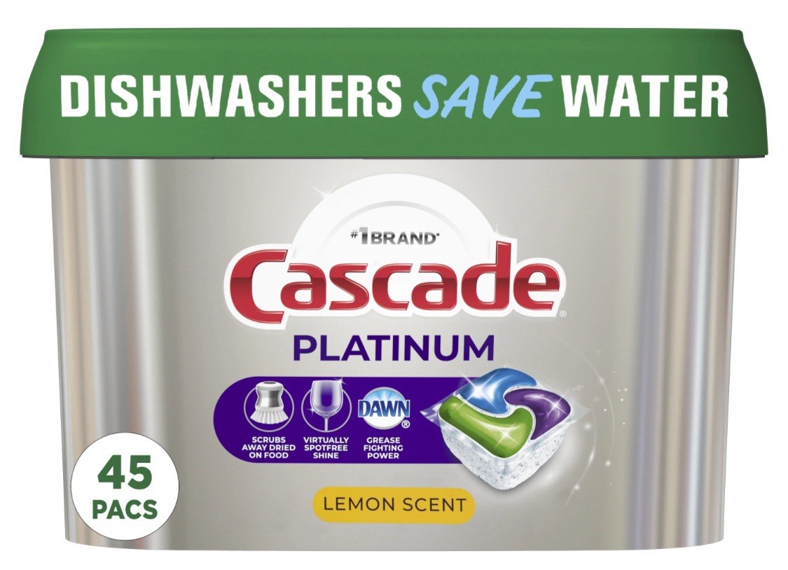 Cascade Platinum Dishwasher Pods 45 Pacs Lemon Scent