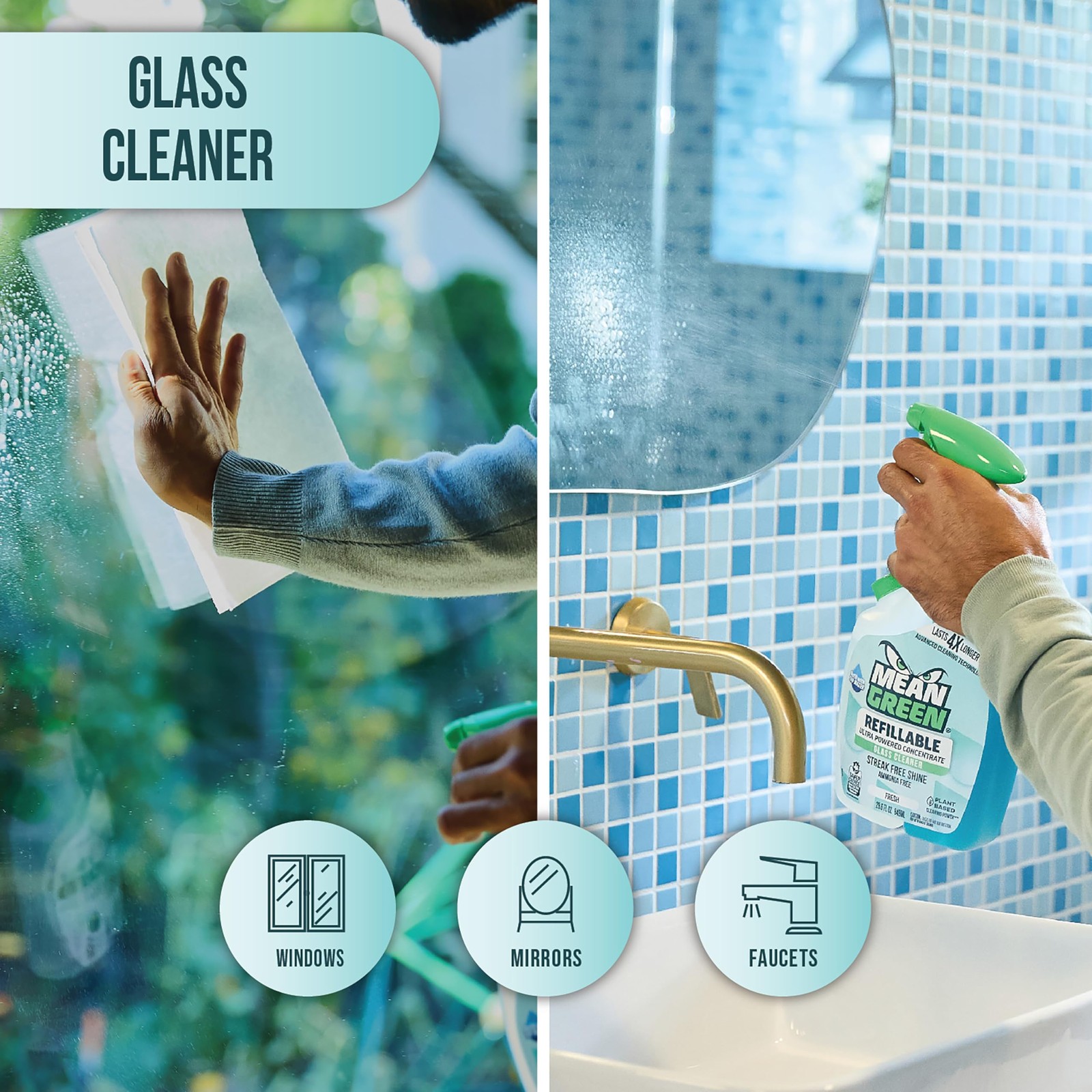 Mean Green Refillable Ultra Powered Glass Cleaner Concentrate, Fresh Scent, 14.3