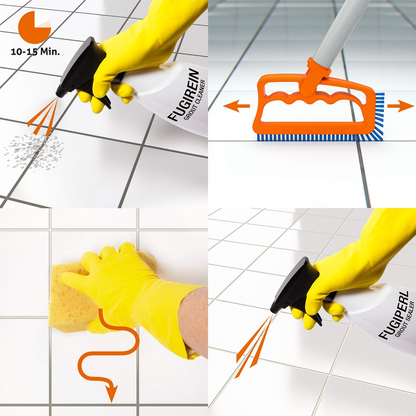 Ergonomic Orange Blue Grout Brush For Easy Cleaning In Kitchen And Bathroom