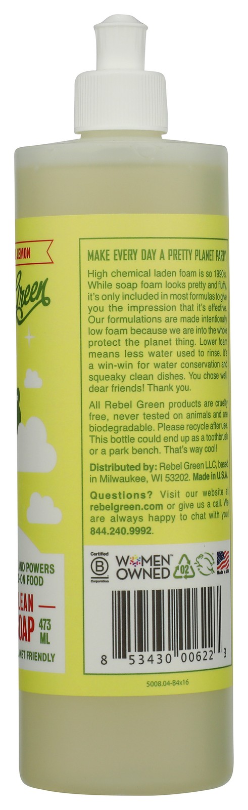 Rebel Green Ultra Clean Dish Soap Peppermint And Lemon 16 Oz 4 Pack