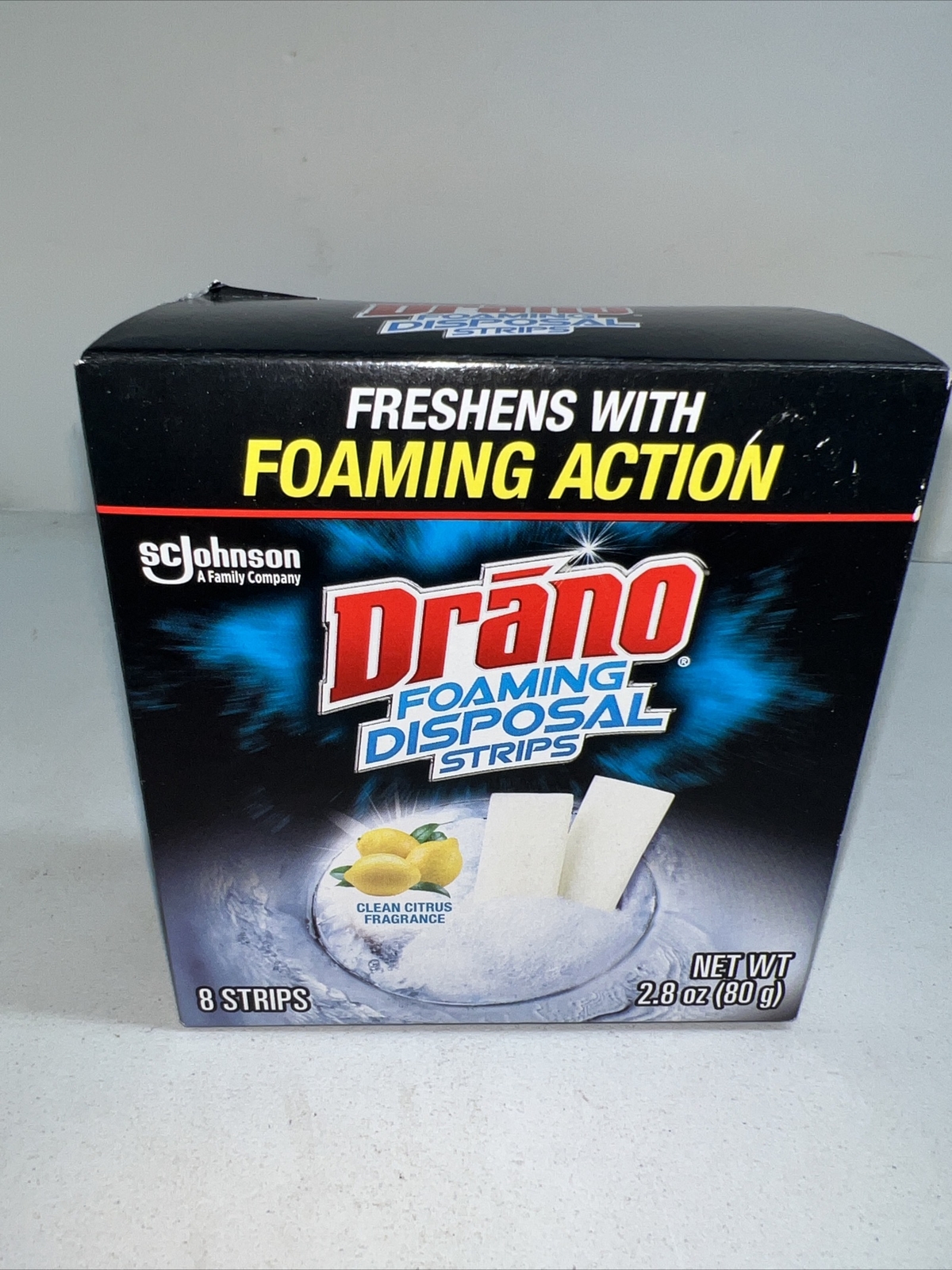 Drano Foaming Disposal Strips Clean Citrus Fragrance 8 Strips Per Box