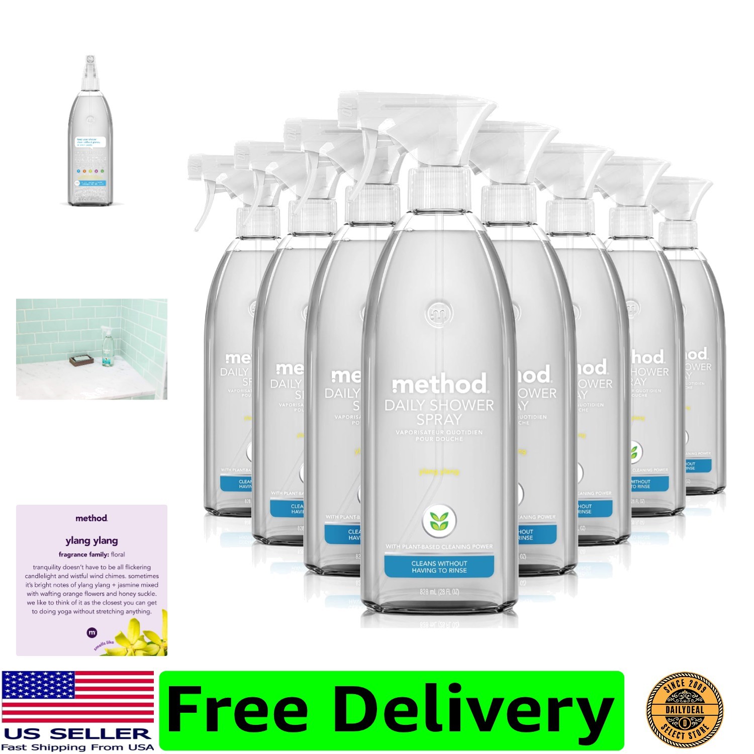 Daily Shower Cleaner Spray; Spray and Walk Away – No Scrubbing Necessary; Yla…