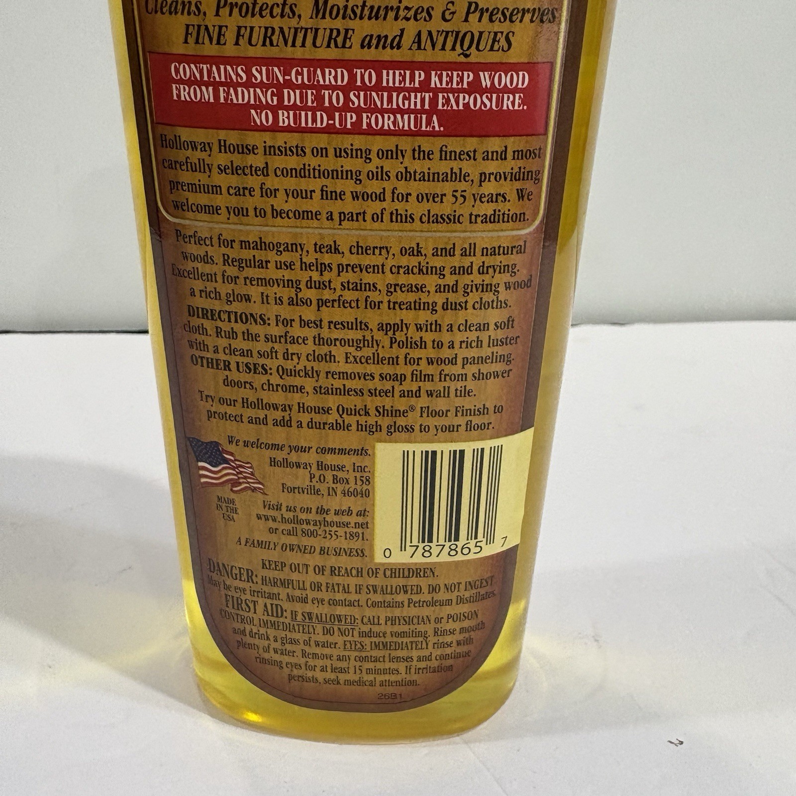 Holloway House LEMON OIL Fine Wood Cleaner Moisturize Preserve Sun Guard 16oz