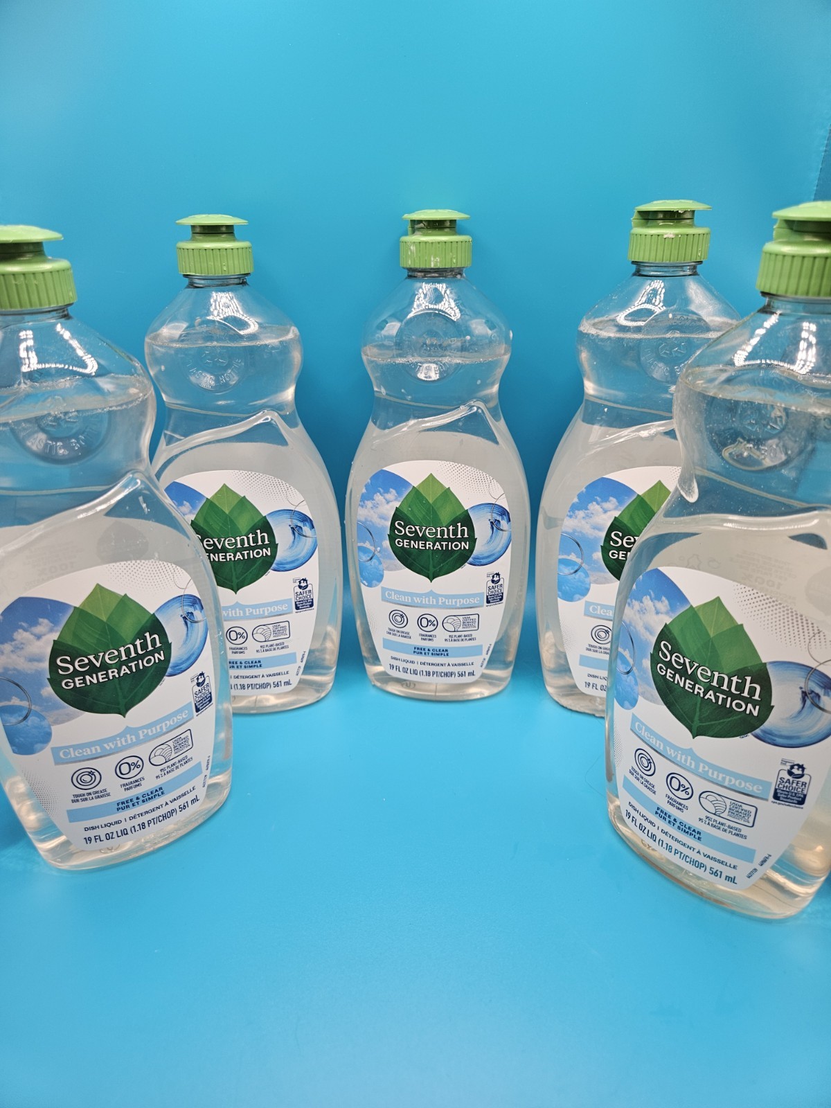5x Seventh Generation Free Clear Liquid Dish Soap 19 Fl Oz Plant Based Formula