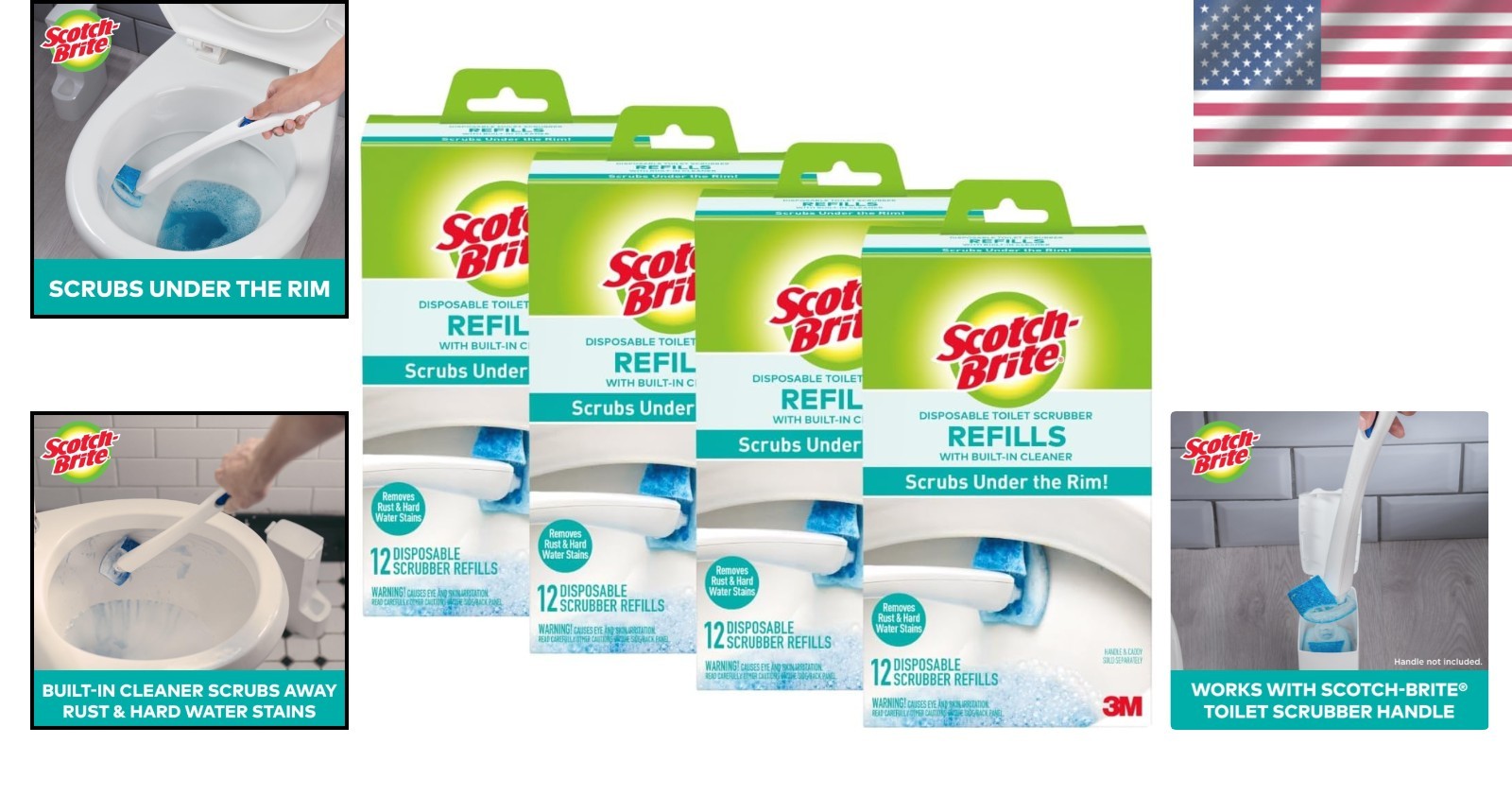 Scotch-Brite 48 Disposable Toilet Scrubber Refills for Rust & Hard Water Stains