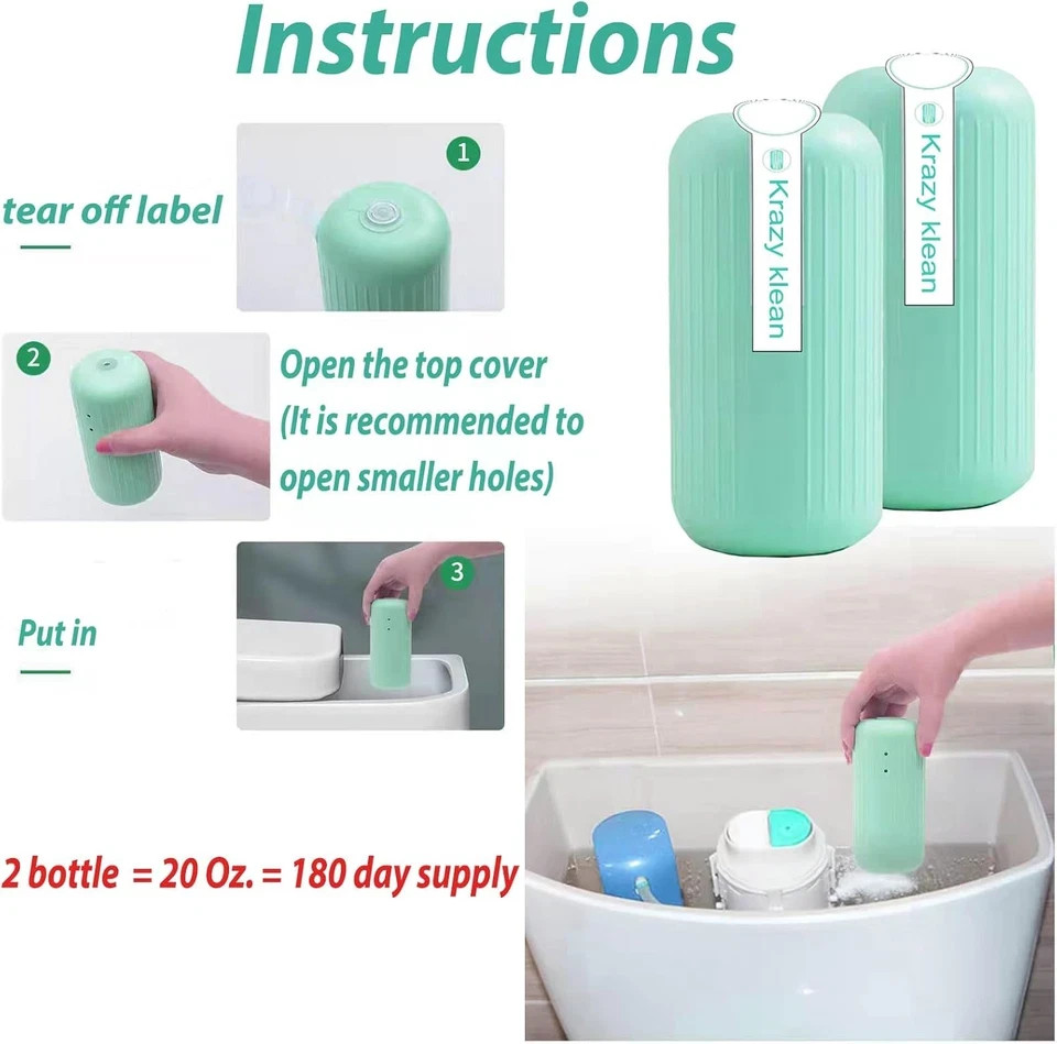 2Pcs Krazy Klean Toilet Cleaner, Krazy Cleaner Pro Toilets Cleaners, Easy to Use