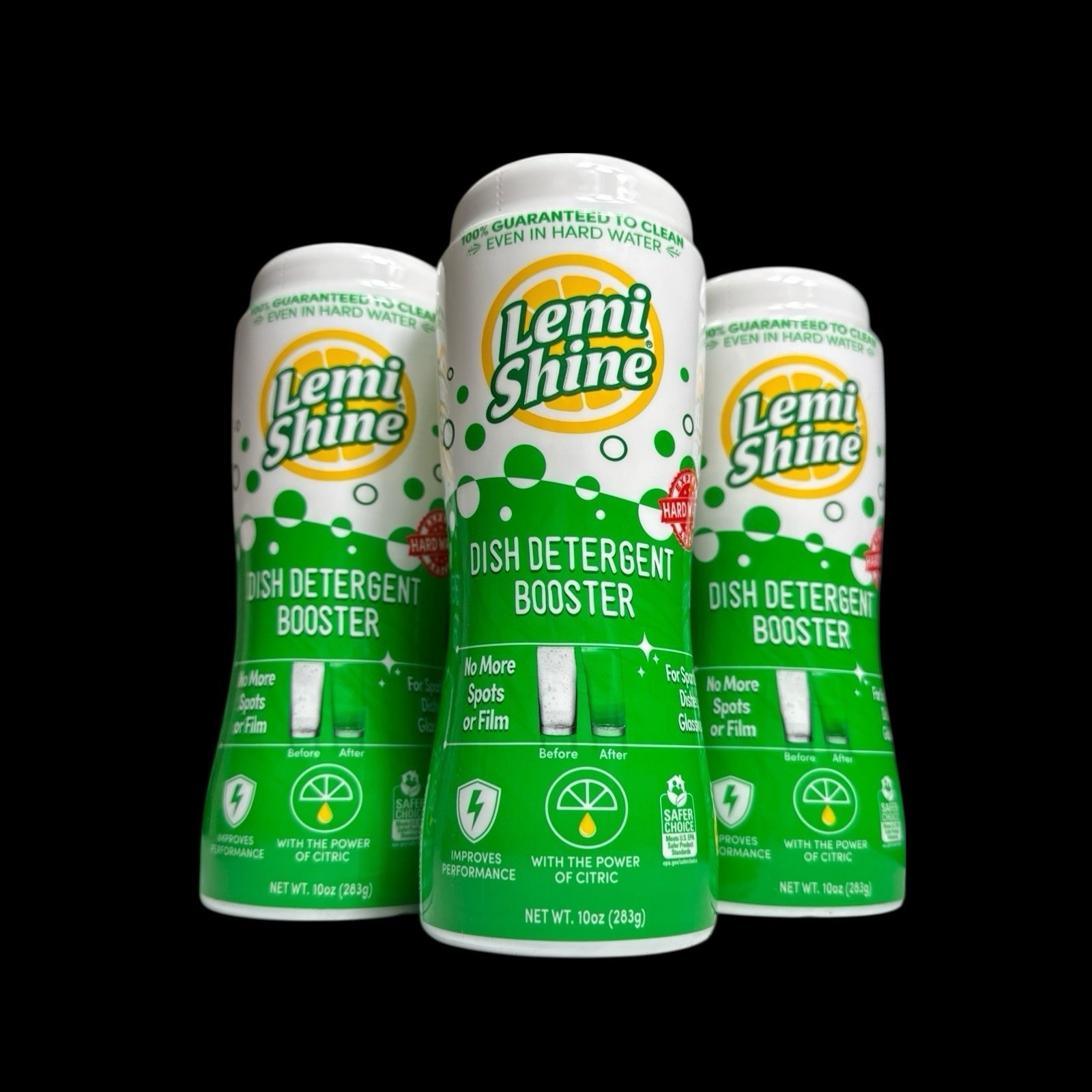 Lemi Shine Dish Detergent Booster, Hard Water Stain 10 Ounce (Pack of 3) Sealed