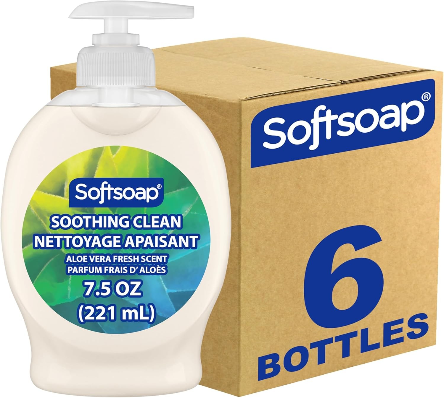 Liquid Hand Soap, Soothing Clean Aloe Vera – 7.5 Fl Oz (Pack of 6)