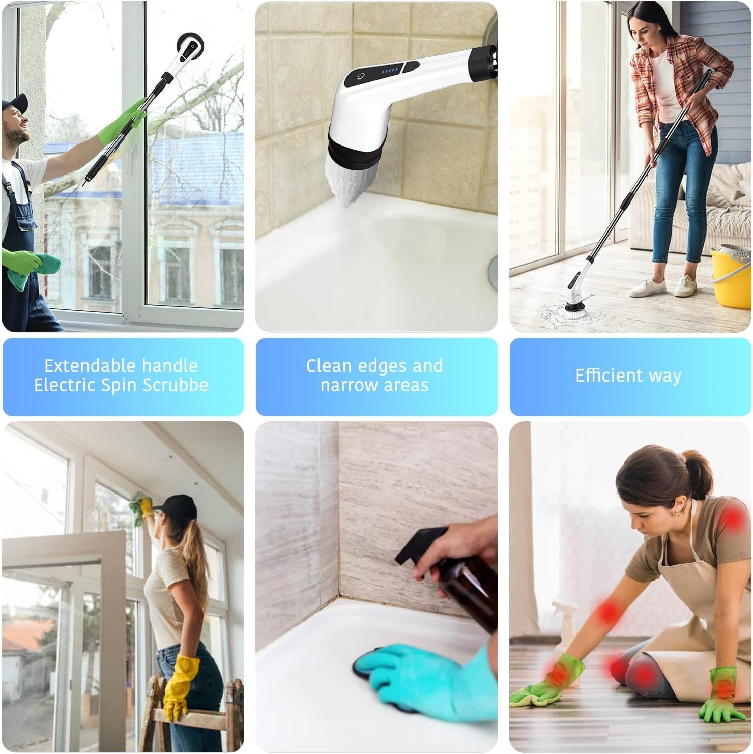 Electric Spin Scrubber, Electric Bathroom Cleaning Brush, LHPY Upgraded Version