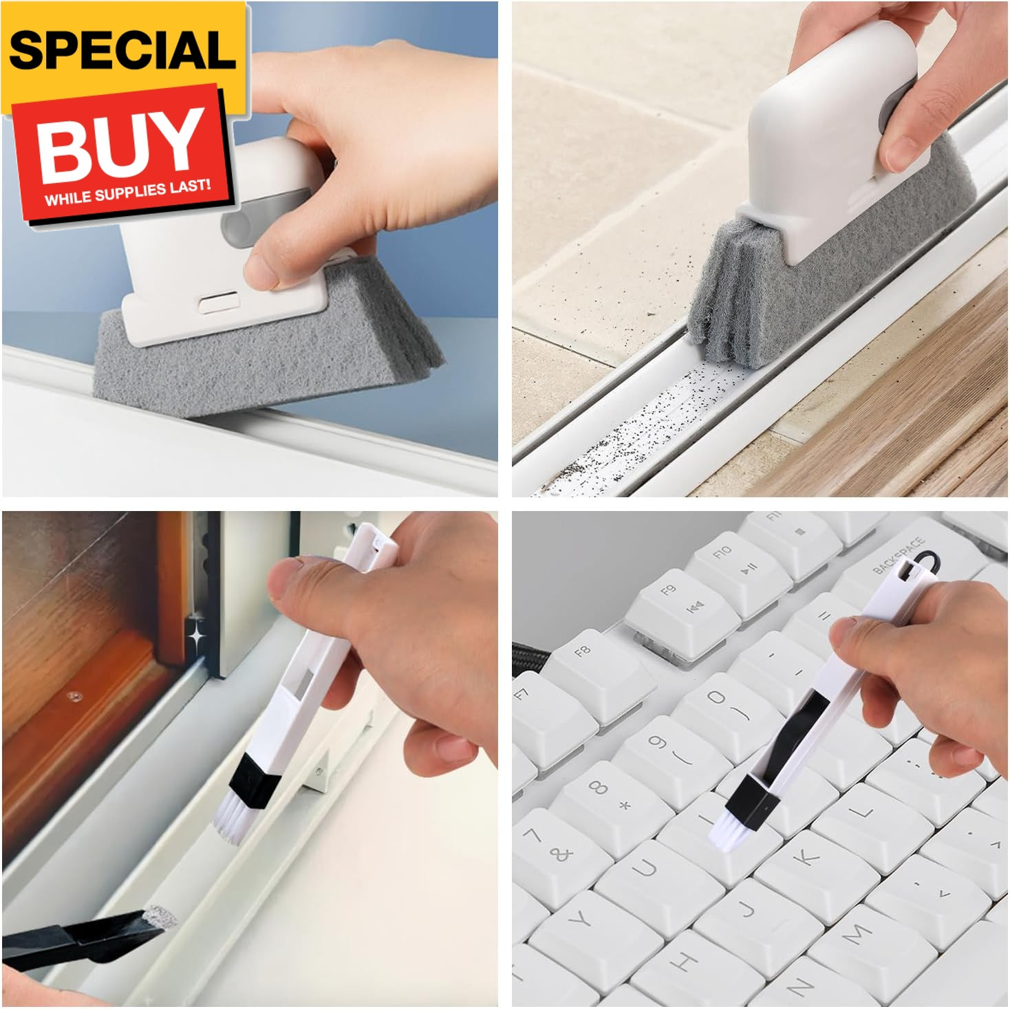 13pcs Household Cleaning Tools 2 in 1 Groove Cleaning Brush Window Track Cleanin