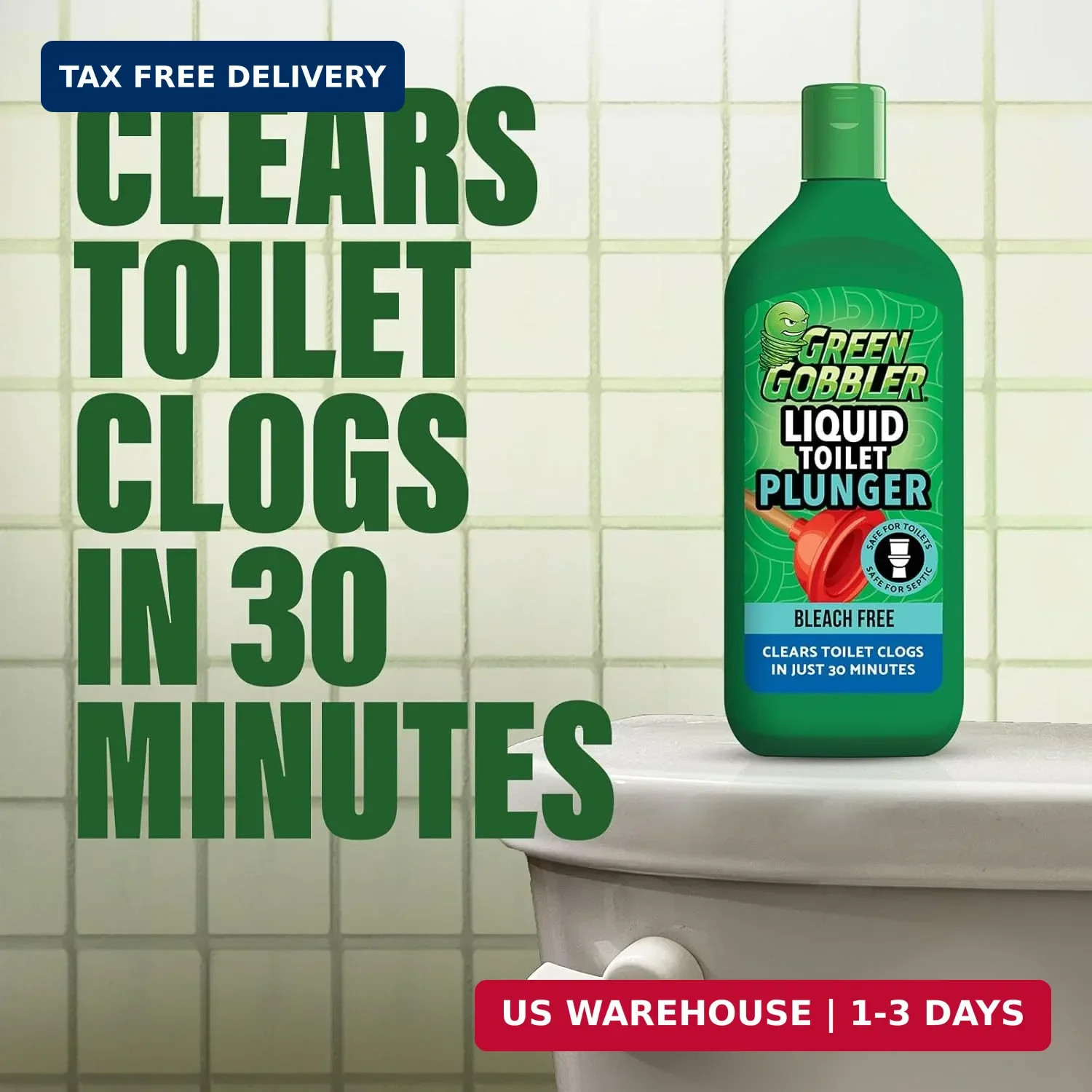 Green Gobbler Liquid Toilet Plunger | Clog Remover | Safe for Toilets and Septic