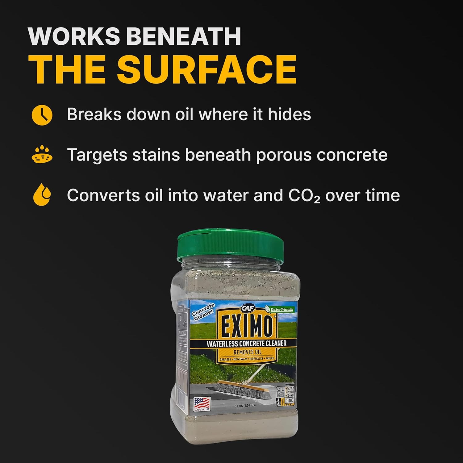 EXIMO Waterless Concrete Cleaner, Oil Stain Remover