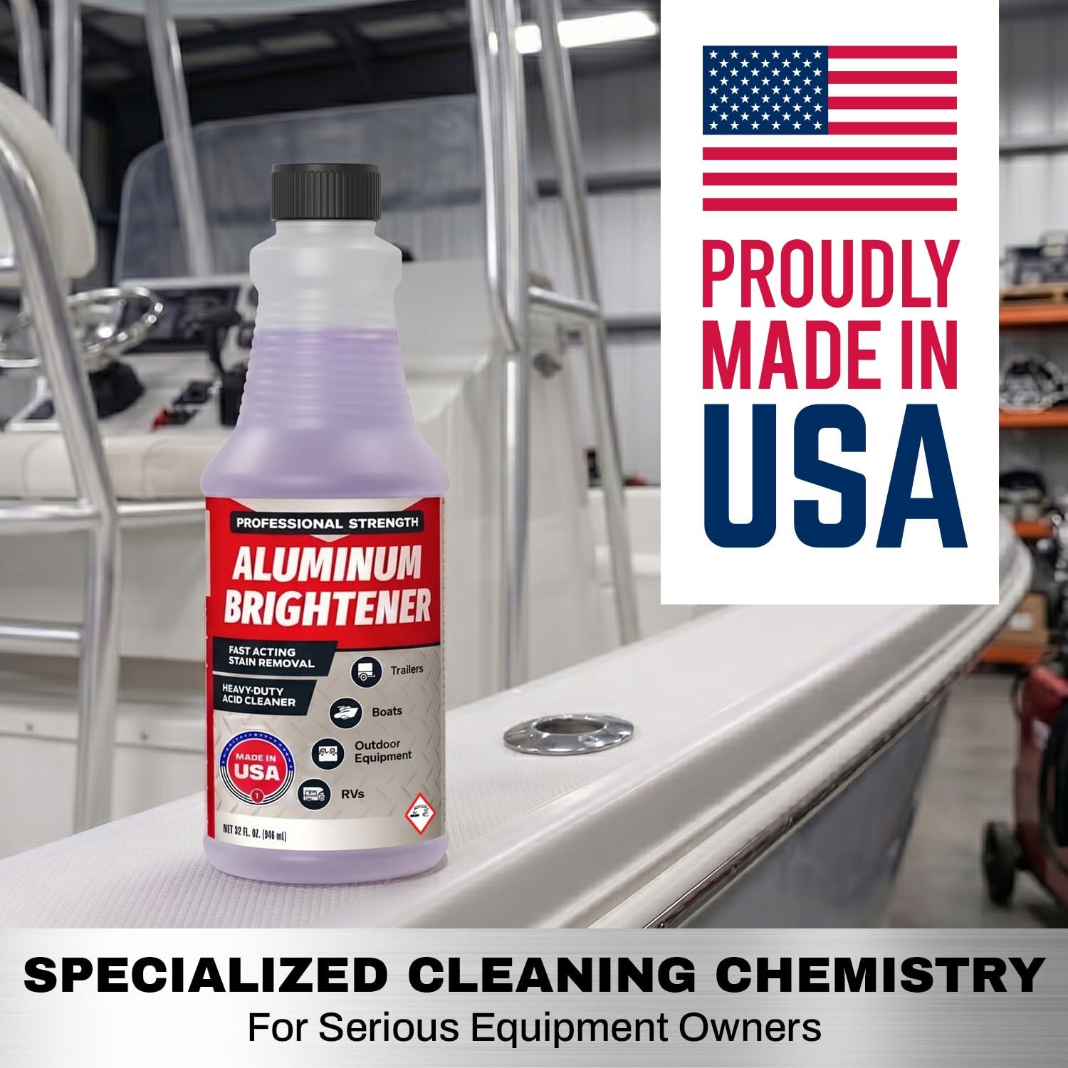 Aluminum Brightener & Cleaner Concentrate 32 oz Makes 4 Gal Boat RV Trailer