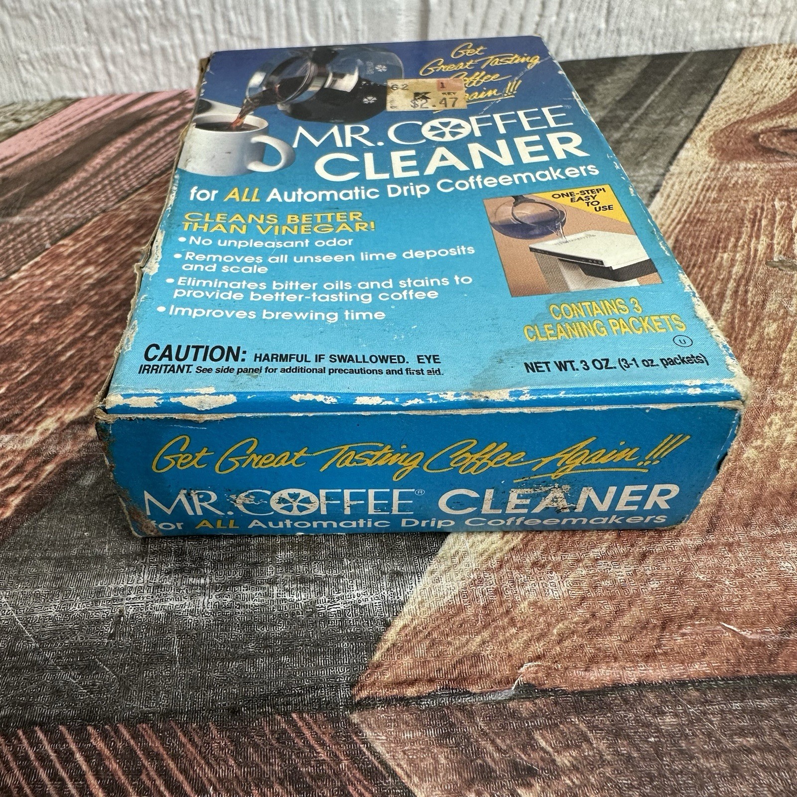 Vintage Mr Coffee Automatic Drip coffee Pot Cleaner, 3-1 oz packets