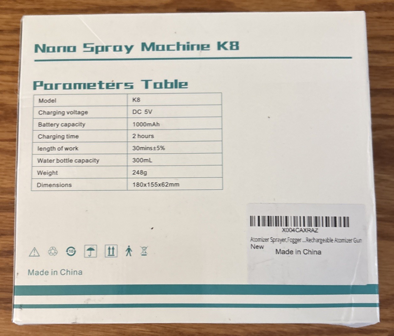 K8 Nano Disinfectant Spray Machine Misting Sprayer Rechargeable Atomizer 300ml