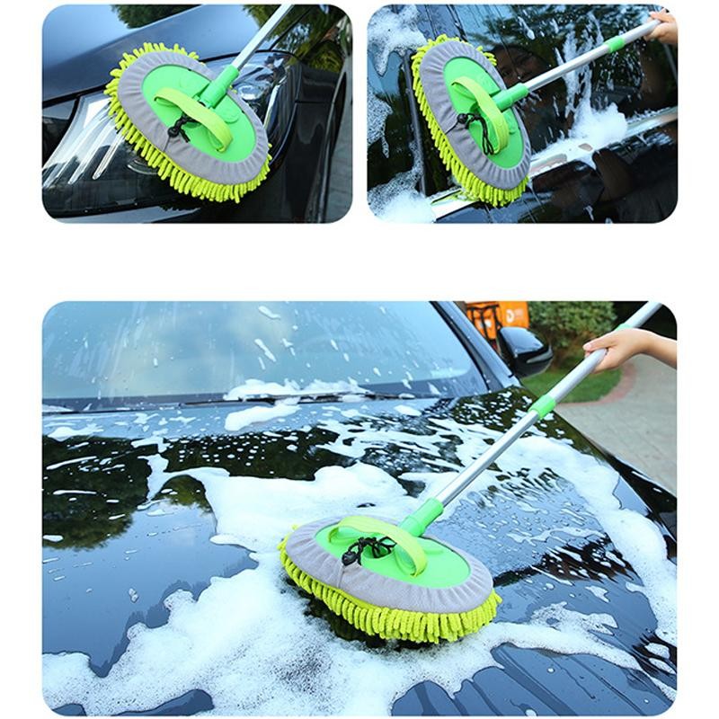 Car Wash Mop Brush Chenille Microfiber Telescopic Long Handle Cleaning Kit Soft