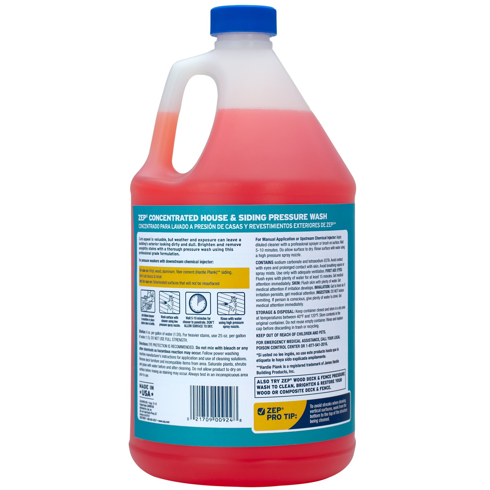 Zep House and Siding Pressure Wash Cleaner Concentrate – 1 Gallon (Case of 2)