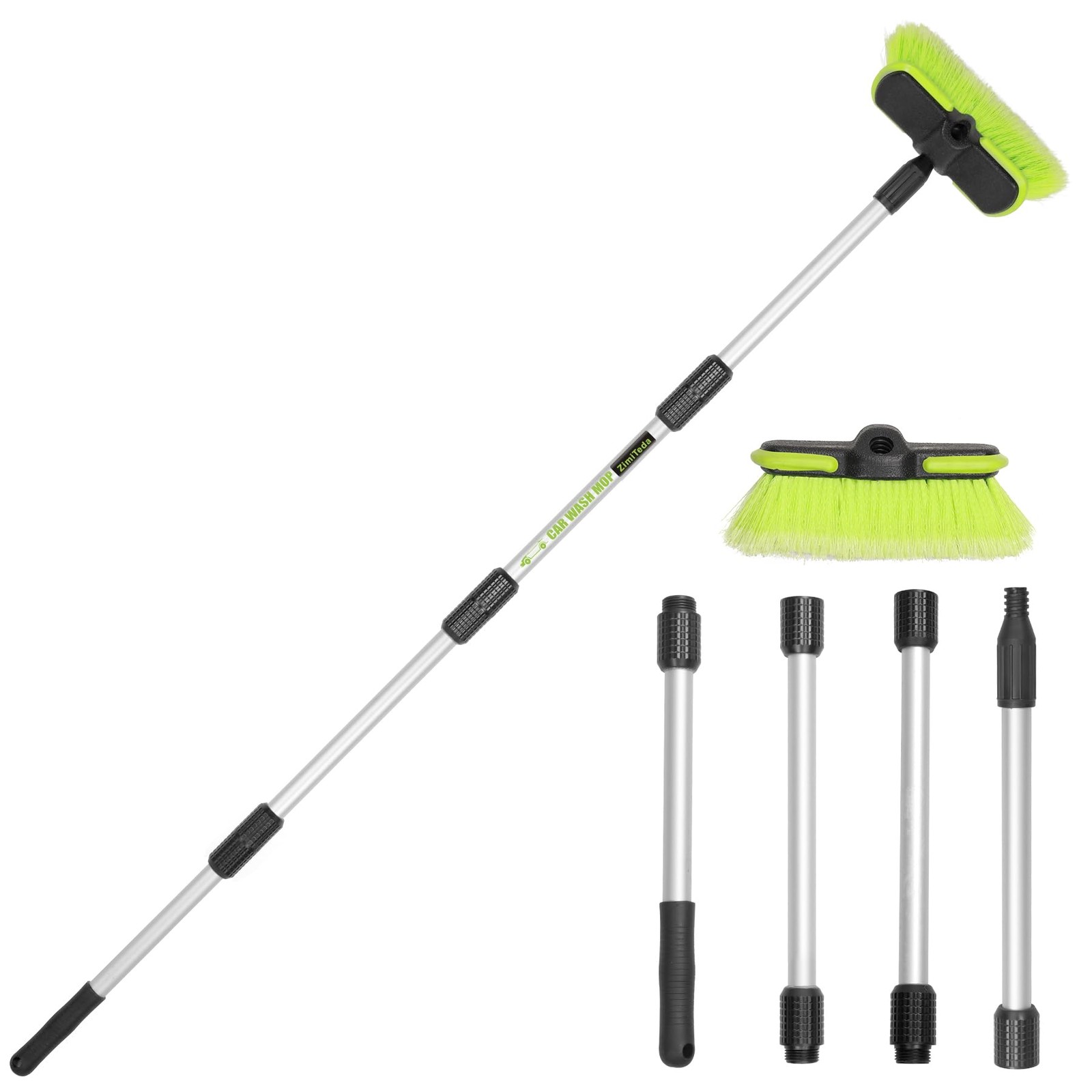 Car Wash Brush 65”/165cm Long Handle 4 Hand-held Places for RV Boat Truck SUV