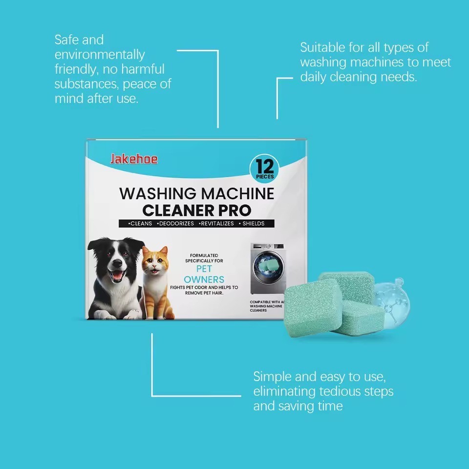Washing Machine Cleaner Tablets Formulated for Pet Owners Deep Clean – 12 Pack