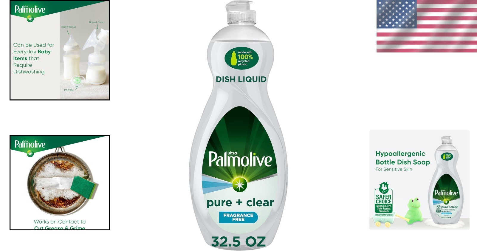 Pure + Clear Unscented Dish Soap, 32.5 Oz – Biodegradable & Paraben-Free Formula