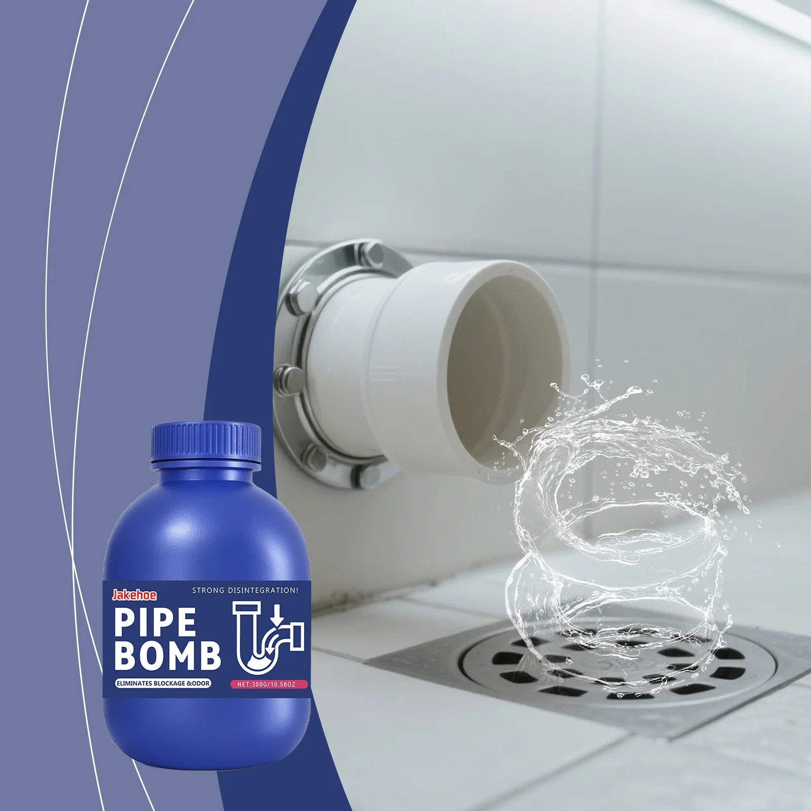 Lot of 4, Powerful Sink Drain Cleaner High Efficiency Clogging Cleaner,4/Pack