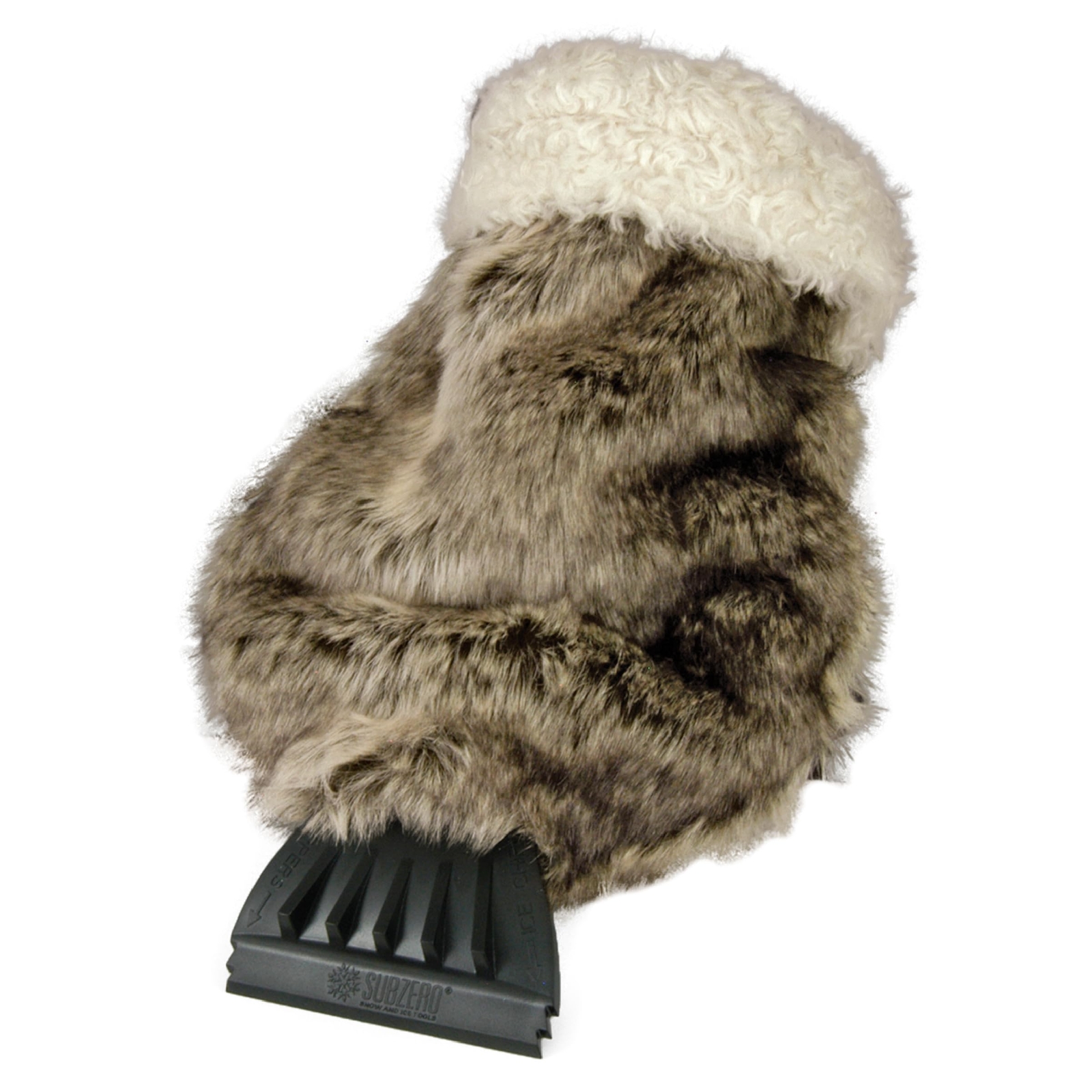 13929 Faux Fur Ice Scraper Mitt For Car Suv Trucks