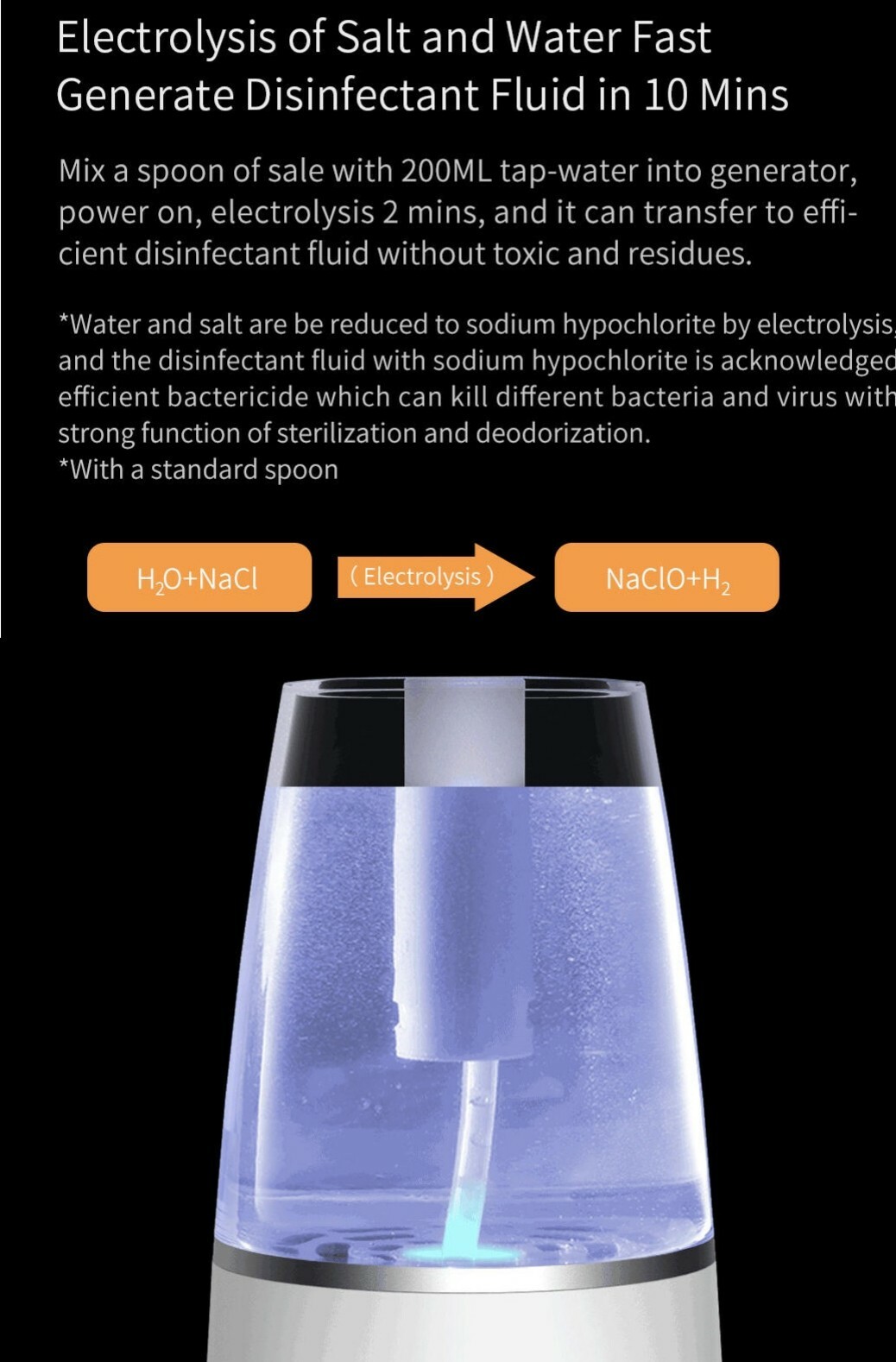Electrolyzed Water Generator/Maker, NaCLO Disinfectant STERILIZER. USA SELLER