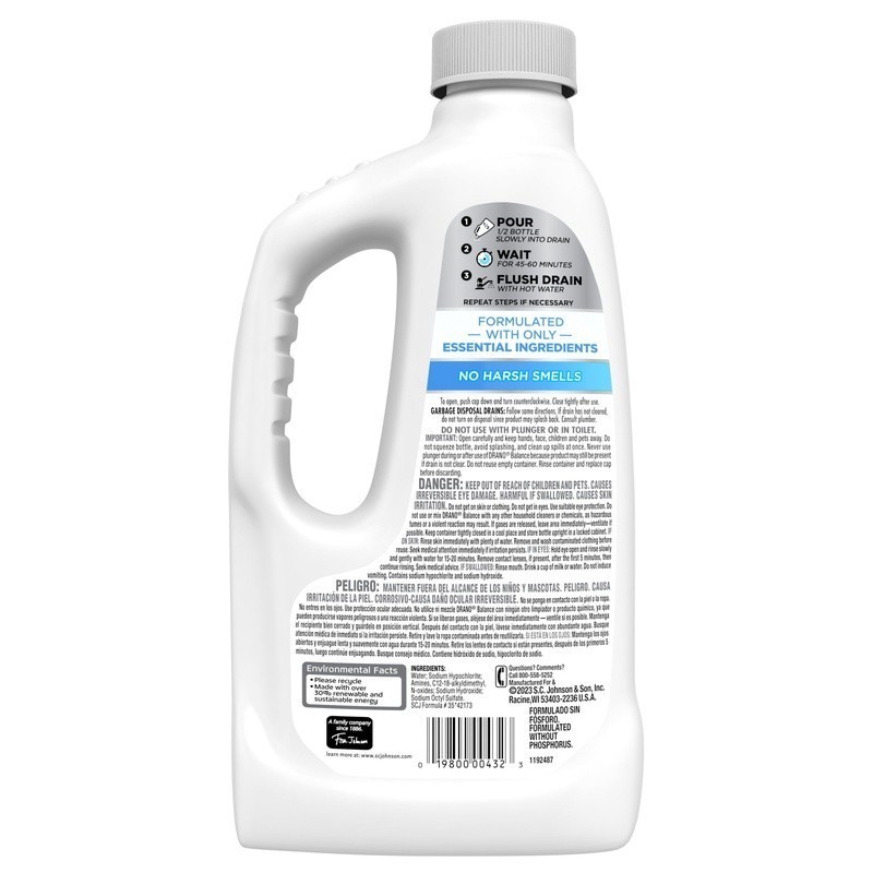 Liquid Drain Cleaner Unclogs Pipes in 60 Minutes Non-Corrosive Gel Safe Drains