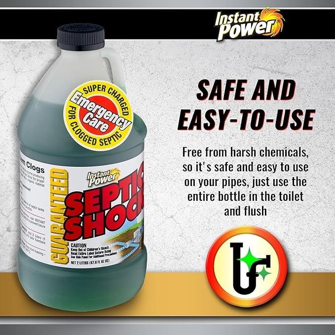 Instant Power Septic Shock – Septic Tank Treatment, Drain Cleaner Liquid Clog Re