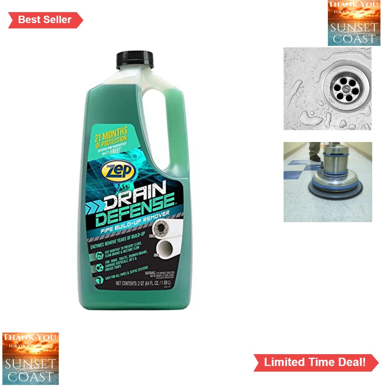 Drain Pipe Build Up Remover 64 Ounce Enzyme Formula for Sinks Garbage Disposals