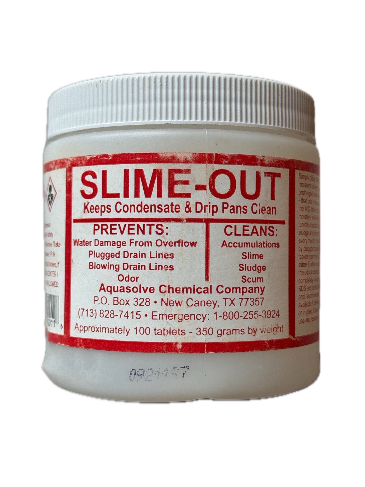 Slime Out Condensate Pan Tab Clean Treatment 100 Tablets SO100