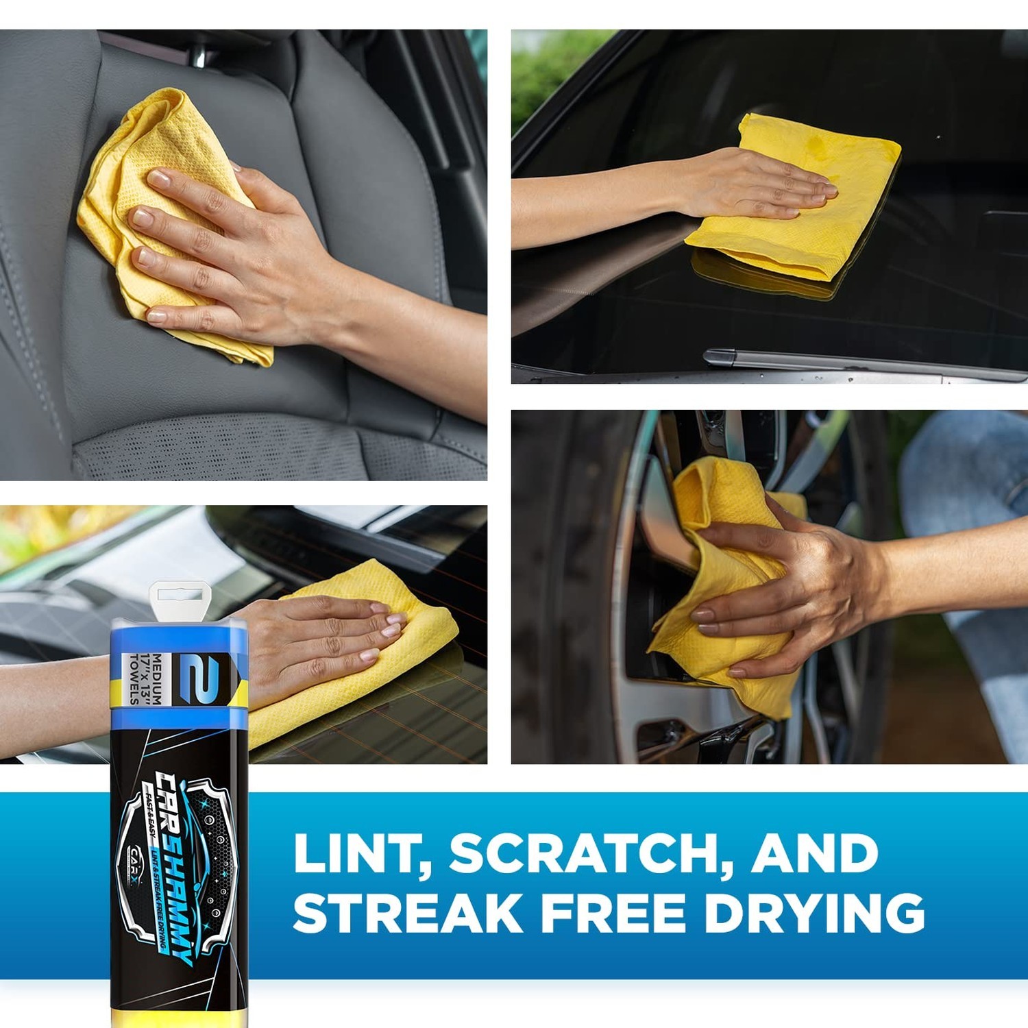 CarX Shammy Towel 17″ x 13.5″ – Super Absorbent and Scratch-Free Car Drying C…