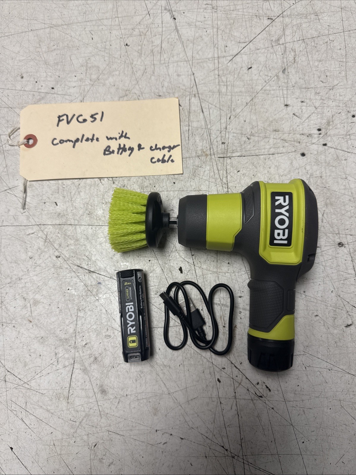 Ryobi FVG51 4V Compact Scrubber Kit With Battery And Charger