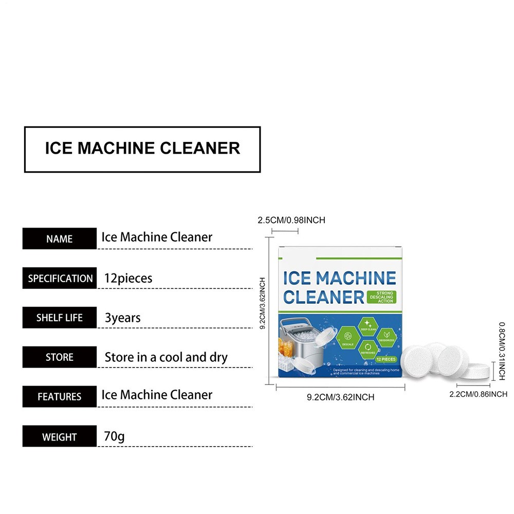 Ice Machine Cleaner Maker Descaler 12PCS Clean Tablets Gentle Cleaning&Descaling